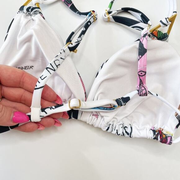 NWT Swiminista x James Peter Henry Graphic Art Toss Print Sexy Bikini Top M - Picture 6 of 10